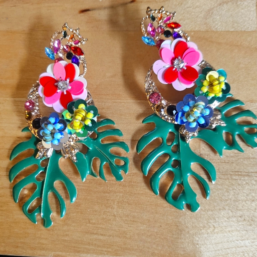 Floral Tropical Tiki Earrings